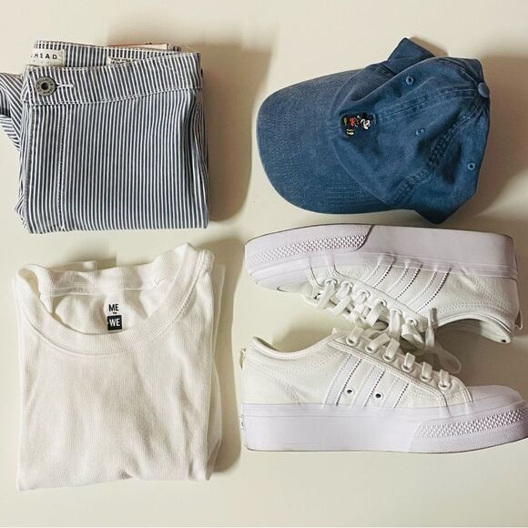 PacSun BullHead Uber High Rise Skinniest Blue & Cream Striped Jeans Sz 7 EUC - Picture 2 of 15